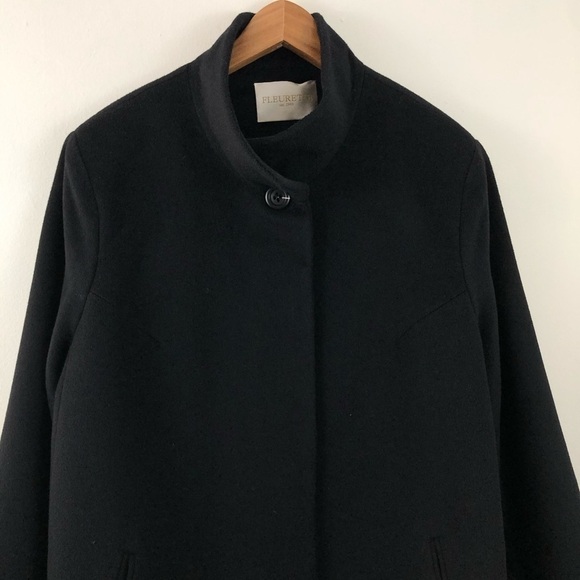 New Fleurette Black Stand Collar Wool Plus Coat 20 - Picture 12 of 14